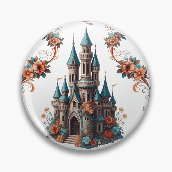 Artikelvorschau, Nahtloses florales Märchenschloss-Muster, wunderlicher Blütenschloss-Stoffdruck, elegante Fantasy-Schloss-Tapete entworfen und verkauft von Dailyprintstyle.