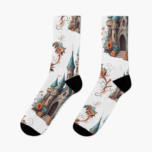 Item preview, Seamless Floral Fairytale Castle Pattern, Whimsical Blossom Castle Fabric Print, Elegant Fantasy Castle Wallpaper designed and sold by Dailyprintstyle.