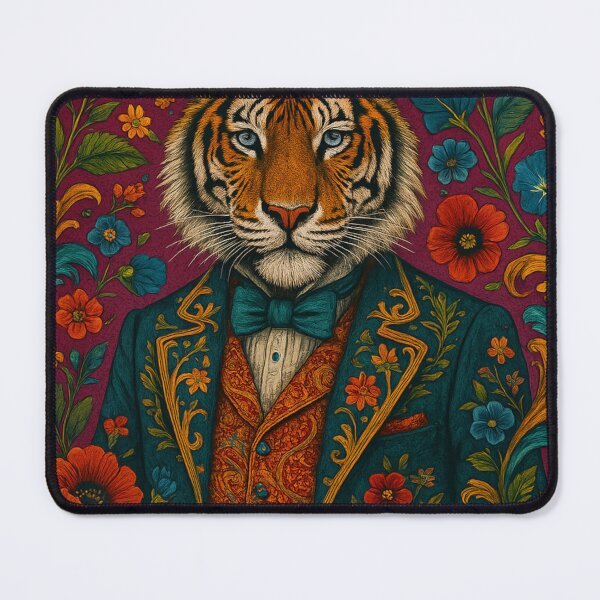 Item preview, Dapper Tiger – Floral Suit Animal Portrait designed and sold by infinitylandd.