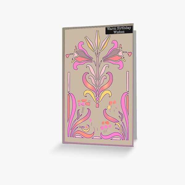 Warm Birthday Wishes Art Deco Floral Greeting Card