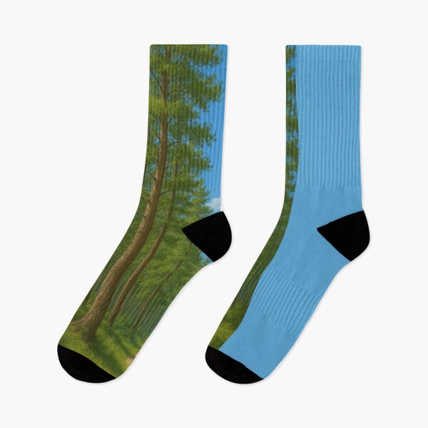 Item preview, Summer Path Through Tall Pines designed and sold by TheWonkyEaselCo.