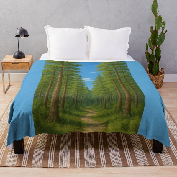 Item preview, Summer Path Through Tall Pines designed and sold by TheWonkyEaselCo.