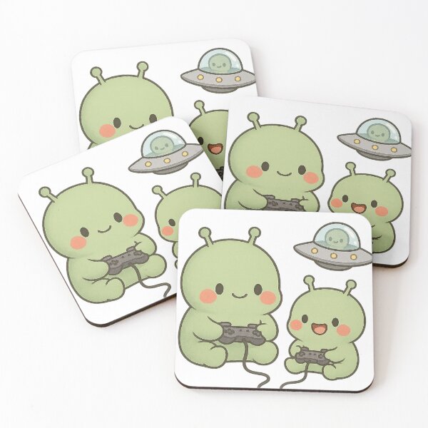 Item preview, Cute Aliens Playing Video Game And UFO designed and sold by YnMstudio25.