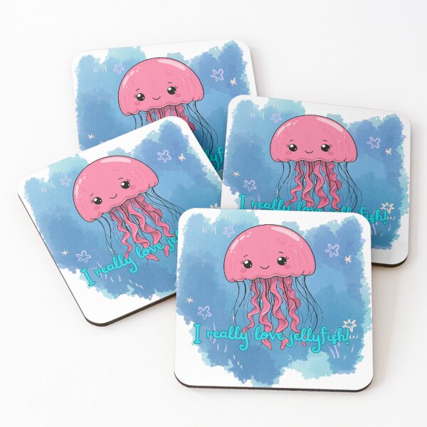 Artikelvorschau, Süße rosa Qualle - Ich liebe Quallen wirklich! Kawaii Ocean Design entworfen und verkauft von Khamique.