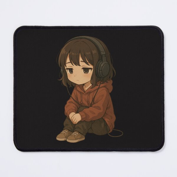 Item preview, Lonely Girl with Headphones – Lo-fi Aesthetic for Music Lovers and Chill Vibes designed and sold by ColorSplash123.