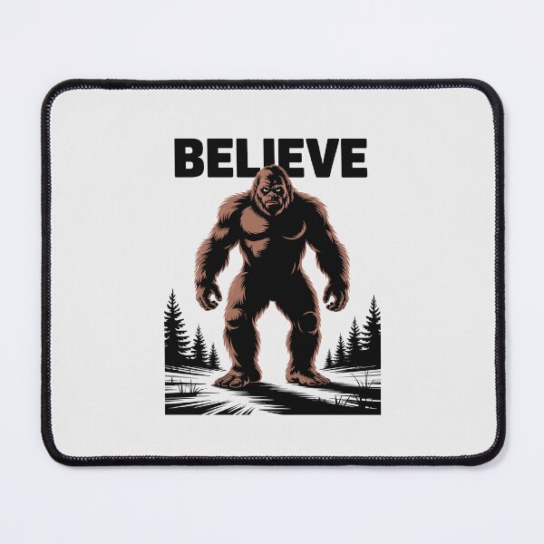 Item preview, Believe in Bigfoot – Funny Sasquatch with Mysterious Forest Illustration designed and sold by paulo silveira.