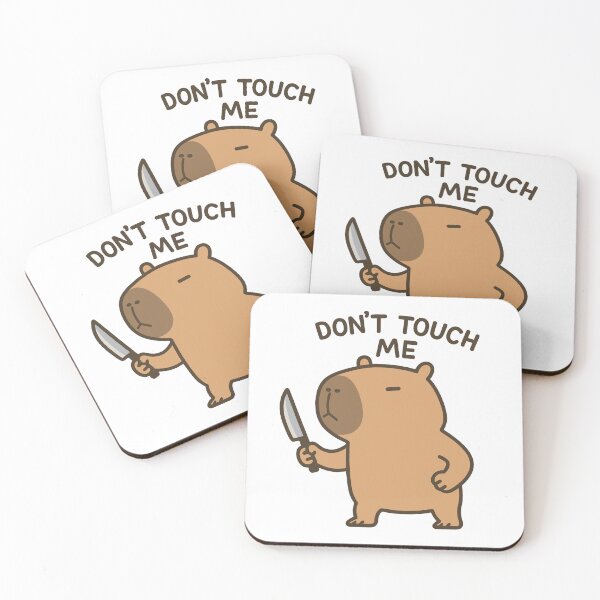 Item preview, Don't Touch Me capybara with knife. designed and sold by sickmoosestudio.