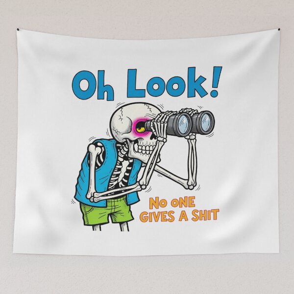 Item preview, On one cares, attitude, skeleton, dark humor, Funnyfits70, retro, vintage, meme, funny, humor designed and sold by FunnyFits70.