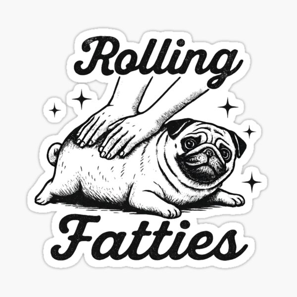 Item preview, Rolling Fatties T-Shirts, Cute Pug Dog Graphic Tee, Funny Pet Lover Shirt, Quirky Animal Design, Gift Idea for Dog Owners, Trendy Top designed and sold by MrBadCollection.