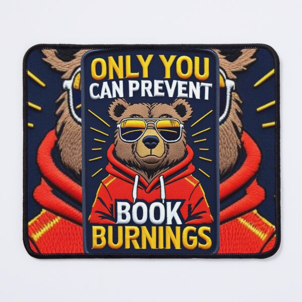 Item preview, Only You Can Prevent Book Burnings Cool Bear Patch Unique Embroidered Design designed and sold by ArtDesignTp.