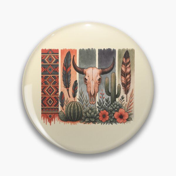 Item preview, Desert cactus, Native Americans, cow Skull and succulents plant, texan catus and flowers designed and sold by Collagedream.