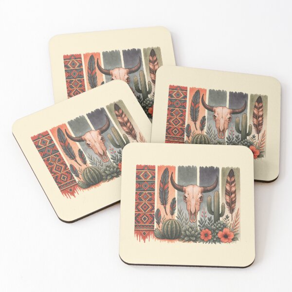 Item preview, Desert cactus, Native Americans, cow Skull and succulents plant, texan catus and flowers designed and sold by Collagedream.