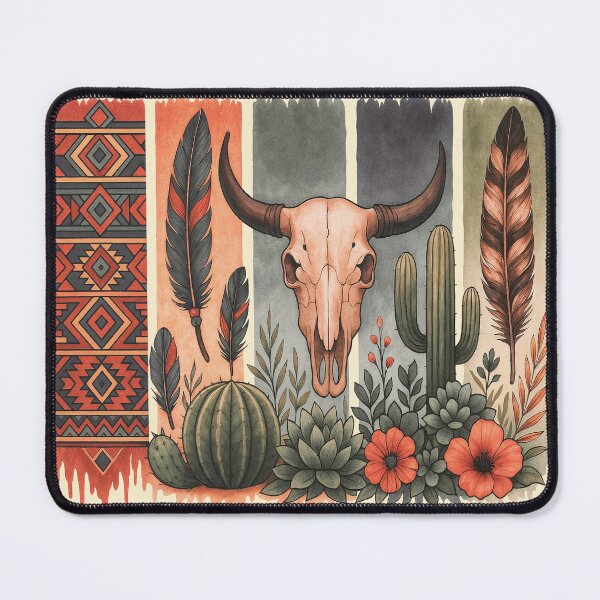 Item preview, Desert cactus, Native Americans, cow Skull and succulents plant, texan catus and flowers designed and sold by Collagedream.
