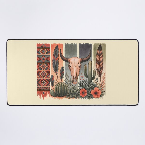 Item preview, Desert cactus, Native Americans, cow Skull and succulents plant, texan catus and flowers designed and sold by Collagedream.