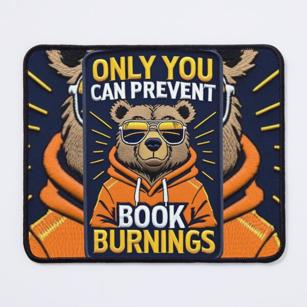 Item preview, Only You Can Prevent Book Burnings Cool Bear Patch Unique Embroidered Design designed and sold by ArtDesignTp.