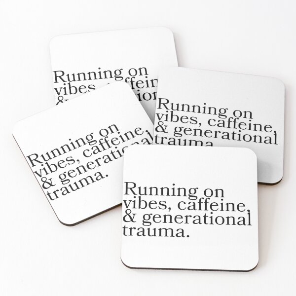 Item preview, Generational Trauma Sticker, Running on Vibes, Dark Humor Sticker, Funny Relatable Laptop Sticker designed and sold by Common Luxe.