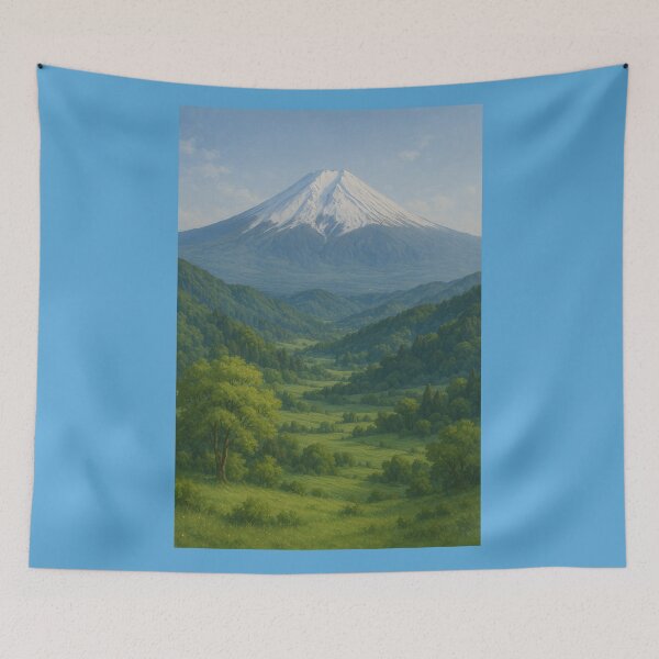 Item preview, Verdant Valley Beneath the Snow-Capped Mountain designed and sold by TheWonkyEaselCo.