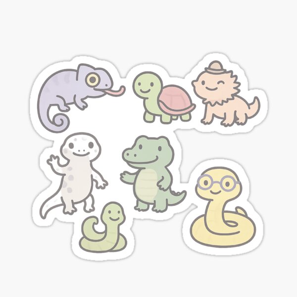 Item preview, Cute Reptiles Pastel Cartoon Animal Sticker Set designed and sold by twyrtle.