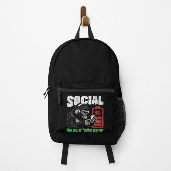 Item preview, Social Battery – Funny Introvert Gorilla Design designed and sold by Lucky Streetwear.