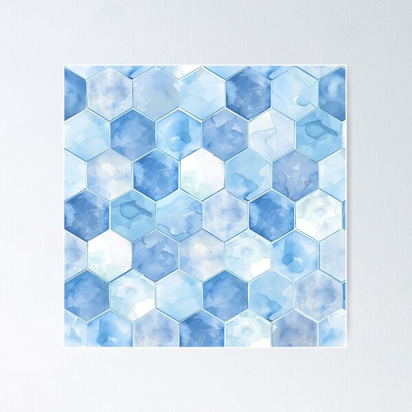 Item preview, Blue abstract hexagon pattern designed and sold by Letteraddicted.