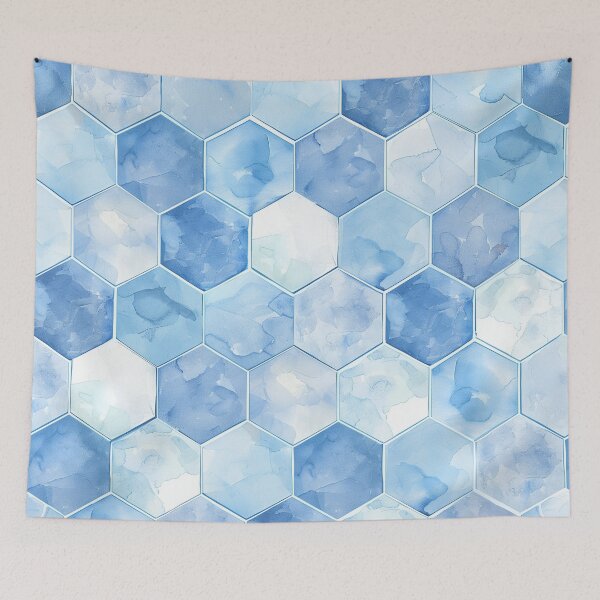 Item preview, Blue abstract hexagon pattern designed and sold by Letteraddicted.