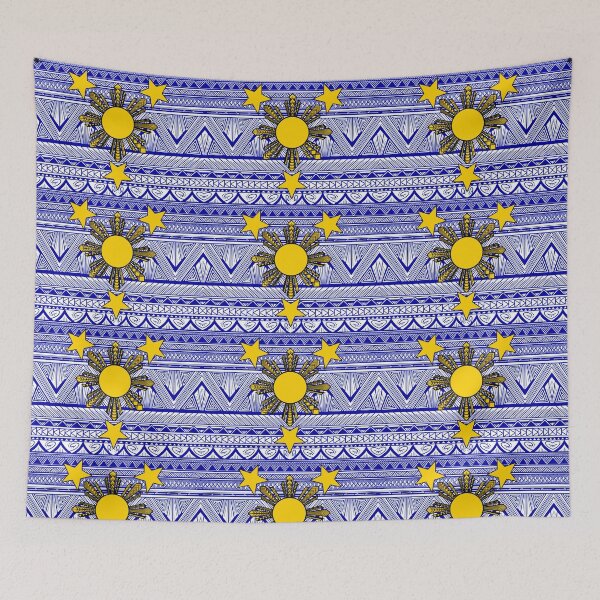 Item preview, Blue Tribal Pattern with Filipino Sun and Stars designed and sold by Steeb757.