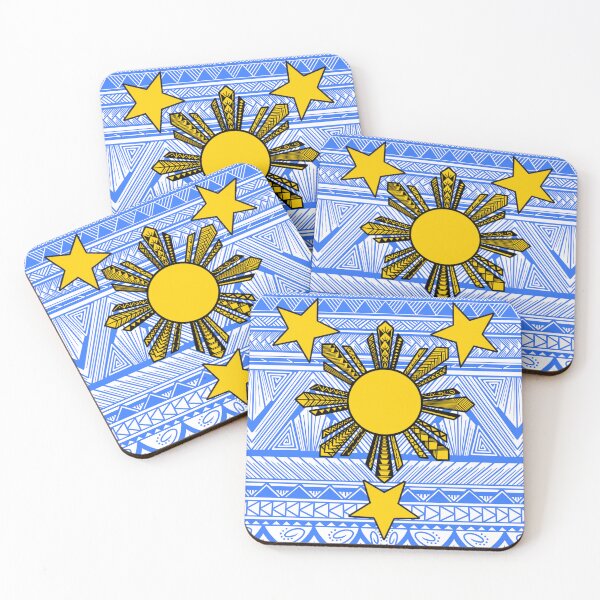 Item preview, Light Blue Tribal Pattern with Filipino Sun and Stars designed and sold by Steeb757.