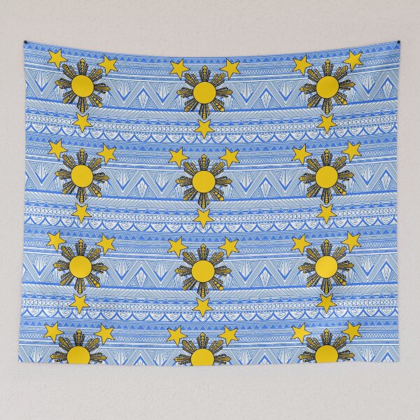 Item preview, Light Blue Tribal Pattern with Filipino Sun and Stars designed and sold by Steeb757.