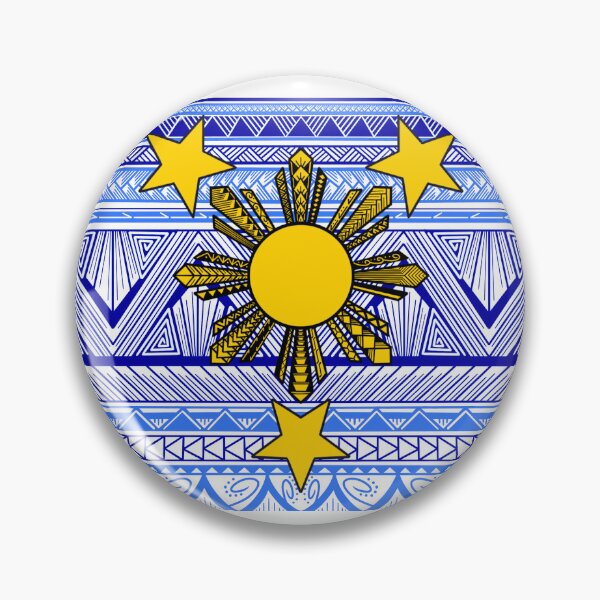 Item preview, Light Blue and Blue Tribal Pattern with Filipino Sun and Stars designed and sold by Steeb757.