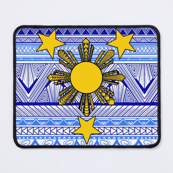 Item preview, Light Blue and Blue Tribal Pattern with Filipino Sun and Stars designed and sold by Steeb757.