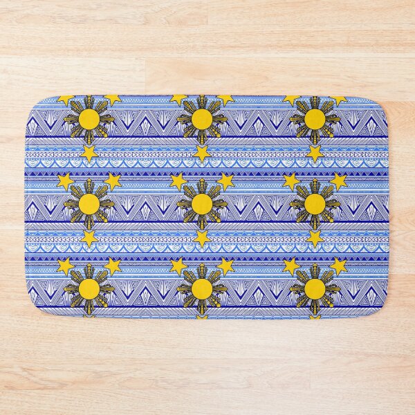 Item preview, Light Blue and Blue Tribal Pattern with Filipino Sun and Stars designed and sold by Steeb757.