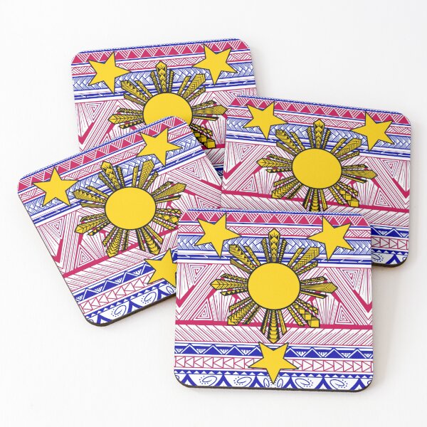Item preview, Red and Blue Tribal Pattern with Filipino Sun and Stars designed and sold by Steeb757.