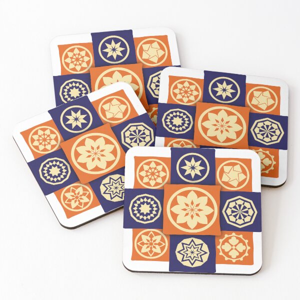 Item preview, Orange Navy Floral Kamon Set Patchwork designed and sold by urrin DESIGN.