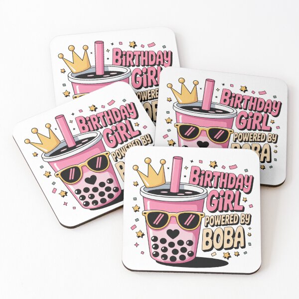 Item preview, Birthday Girl Powered by Boba Cute Bubble Tea Party Design designed and sold by Nzgiftsandmore.