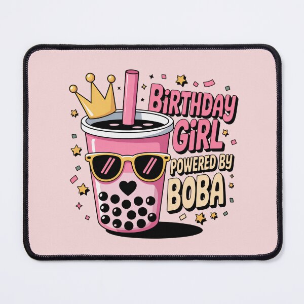 Item preview, Birthday Girl Powered by Boba Cute Bubble Tea Party Design designed and sold by Nzgiftsandmore.