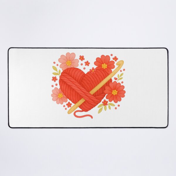 Item preview, Floral Yarn Heart & Crochet Hook  designed and sold by Stitch & Thread Studio.