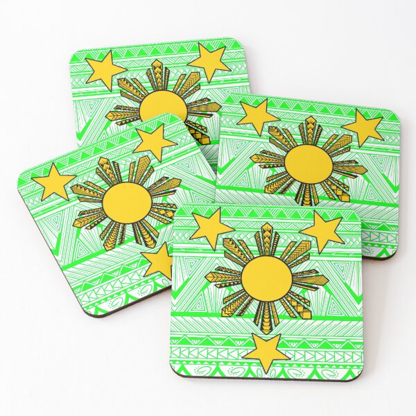 Item preview, Bright Green Tribal Pattern with Filipino Sun and Stars designed and sold by Steeb757.