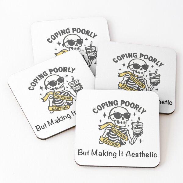 Item preview, Coping Poorly But Making It Aesthetic – Skeleton with Caution Tape designed and sold by TinyWinsStudio.