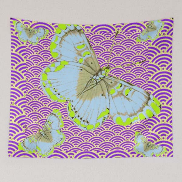 Item preview,  ORIENTAL STYLE CHARTREUSE-WHITE EXOTIC BUTTERFLY  PURPLE ART  designed and sold by sharlesart.
