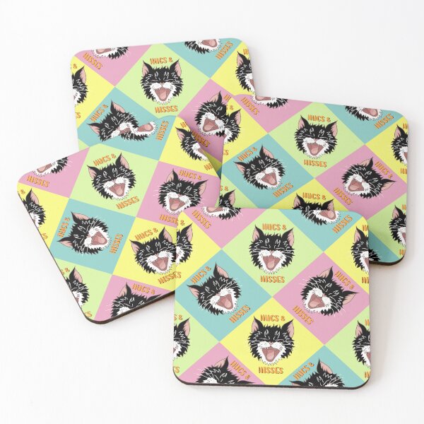Item preview, Hugs and Hisses Cat Colour Block Pattern designed and sold by SpiritedArtwork.