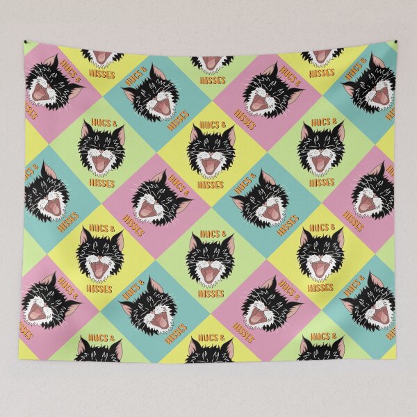 Item preview, Hugs and Hisses Cat Colour Block Pattern designed and sold by SpiritedArtwork.