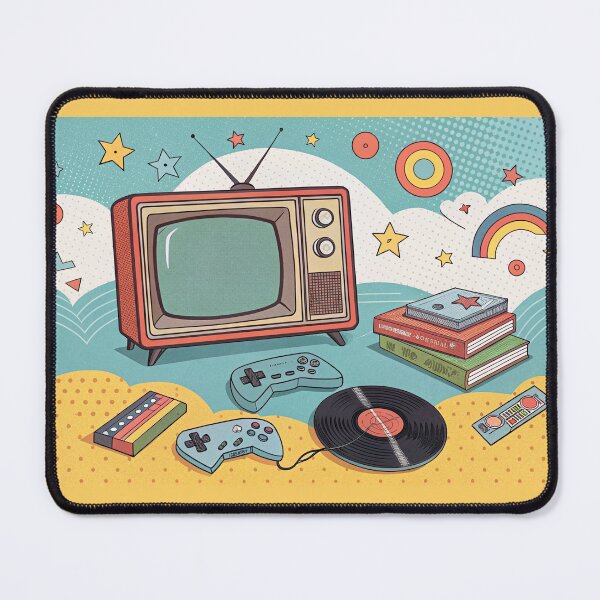 Item preview, A colorful retro-style illustration featuring a vintage television designed and sold by elkuni.