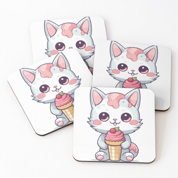 Item preview, Cute Cat Eating Ice-cream designed and sold by The Art Vibe.
