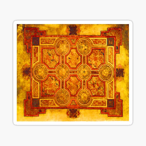 Red Gold Kells Carpet Medieval Illumination Art Sticker