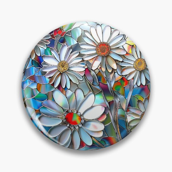 Item preview, stained glass flowers, white flowers designed and sold by ArtbyJustis.