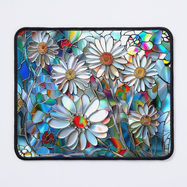 Item preview, stained glass flowers, white flowers designed and sold by ArtbyJustis.