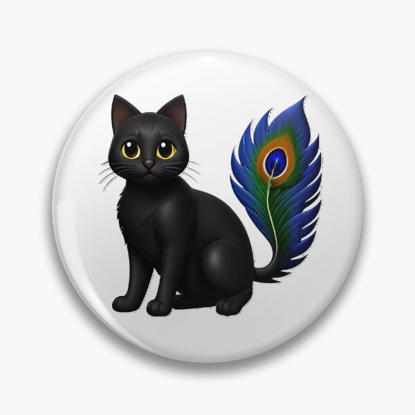 Item preview, Black cat with a peacock feather tail designed and sold by jazzy-belle.