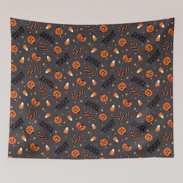 Item preview, Hand-Drawn Cute Spooky Halloween Trick or Treat Candy Toss – Black designed and sold by carlyxdesigns.