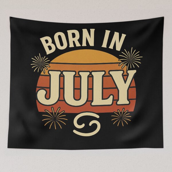 Item preview, Born in July Shirt – Retro Zodiac Birthday Tee with Cancer & Leo Sign + Fireworks designed and sold by Fantsy-world.