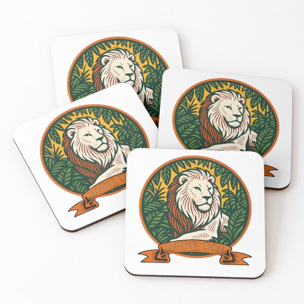 Item preview, White Lion of the Crimson Canopy – Emblem of the Untamed Wild designed and sold by ForeverPrintsOK.